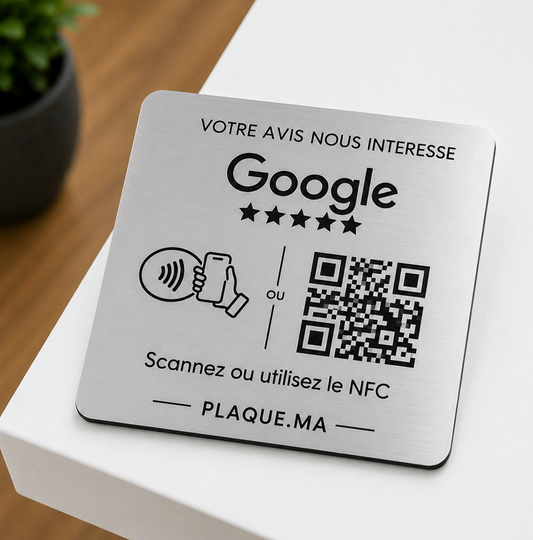 Plaque Avis Google QR Code + NFC Personnalisée
