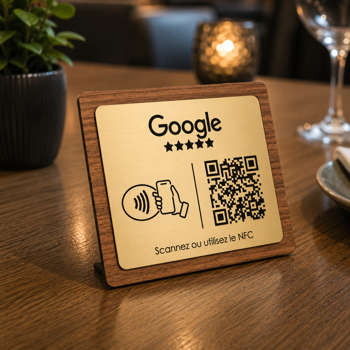 Chevalet Avis Google NFC + QR Code Personnalisé