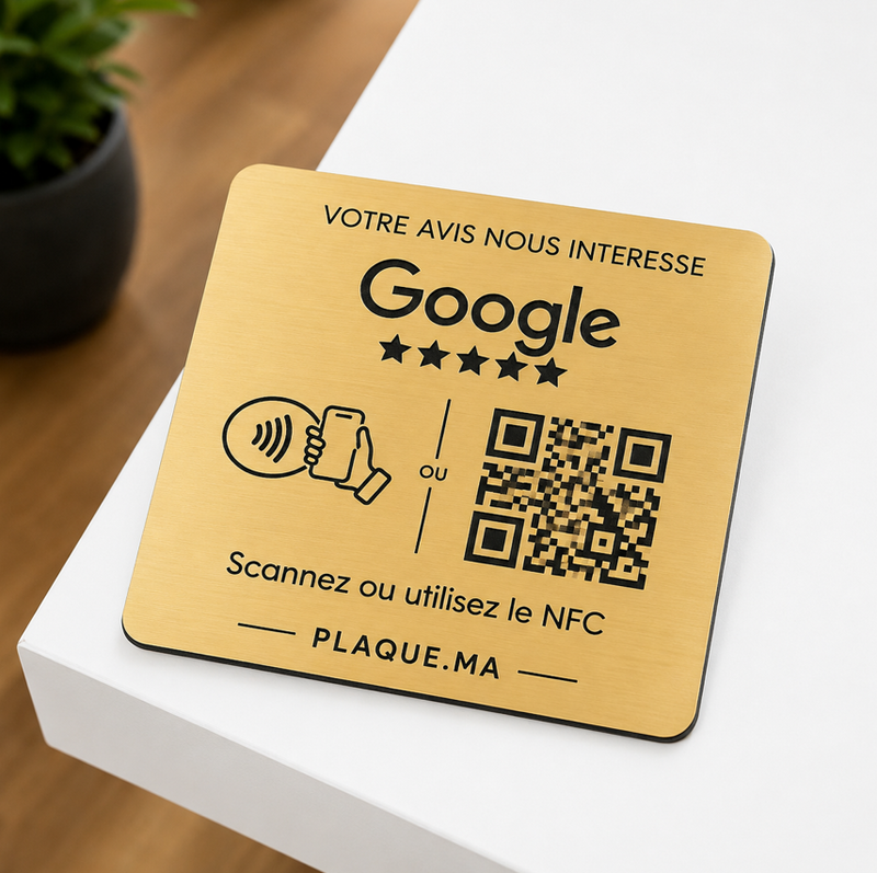 Plaque QR code - Rectangle + Numéro de Table (4 x 6 cm)